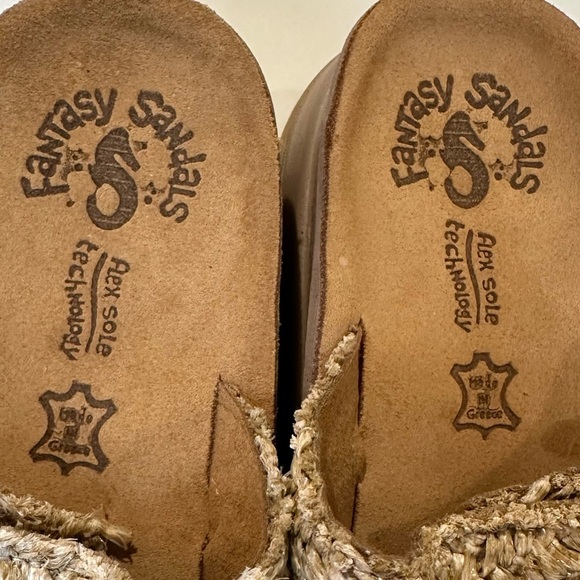 FANTASY SANDALS Tan and Gold Comfort Sandals with Metallic Straps - Picture 4 of 15